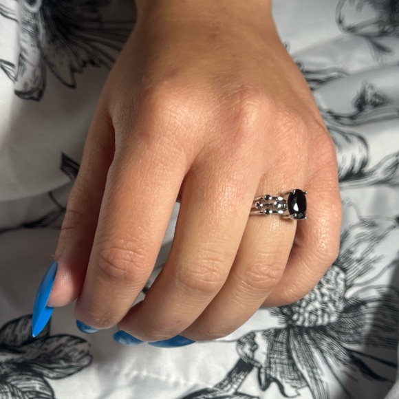 - 🖤Beautiful 925 Sterling Silver Black Obsidian Layered Ring - Picture 14 of 16